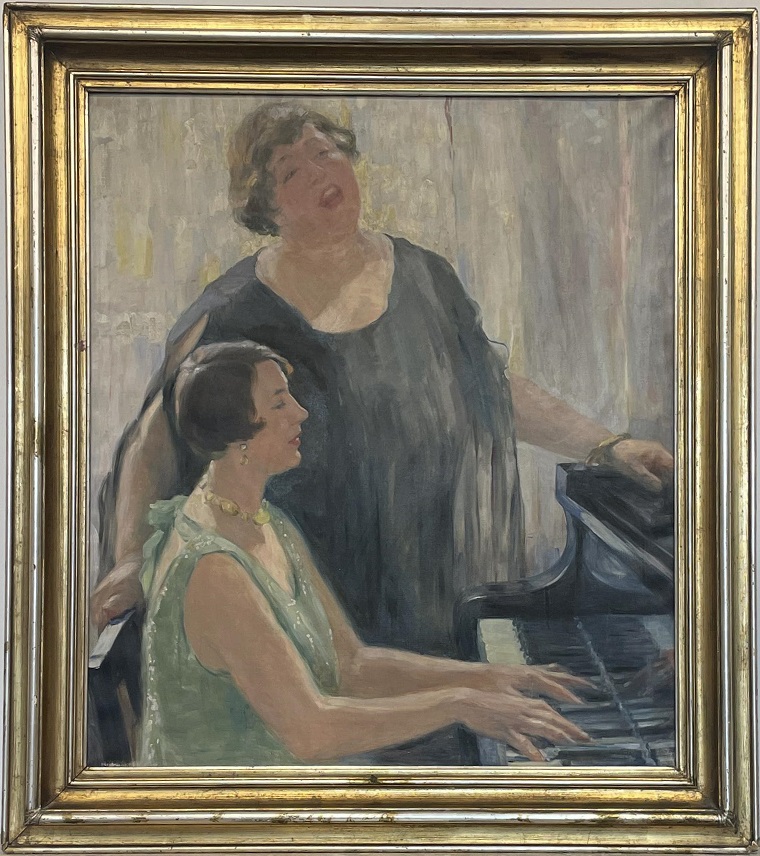 Картина „Христина Морфова и Людмила Прокопова“ (автор: Елисавета Консулова-Вазова, 1931) - НБКМ, 2 етаж, читалня № 10