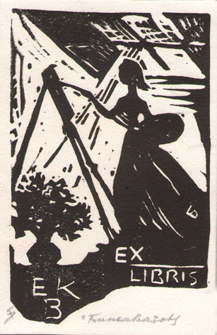 Бинка Вазова. Exlibris Е. К. В.  -  хартия : линогравюра : ч. б. ; 12,5 х 8,5 см, сигн. ГрЕл326